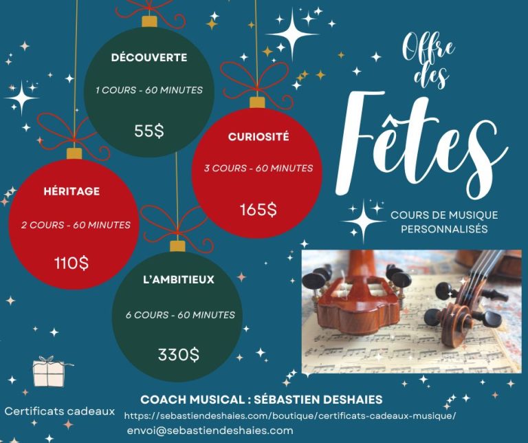 certificats cadeaux offre des Fêtes